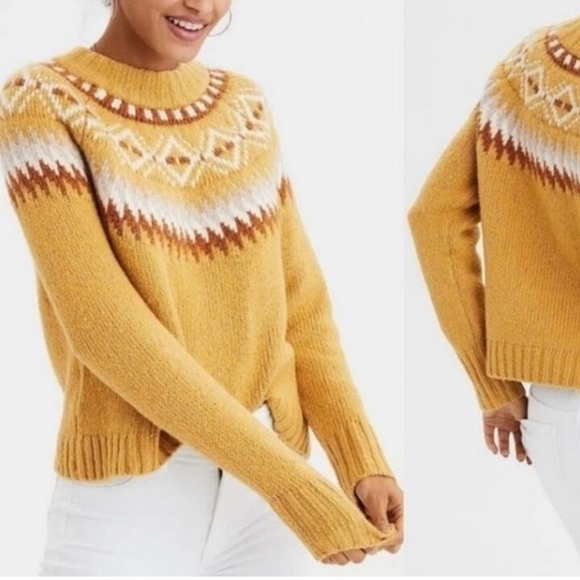 American Eagle Outfitters Sweaters - American Eagle Outfitters Yellow Fair Isle Cozy Knit Sweater